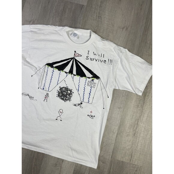 VTG 90s Circus Astroworld White SS Travis Scott  T-shirt XL  Grunge Emo Goth O - Picture 3 of 9